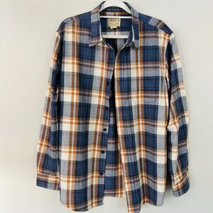 Grove & Hollow Blue Flannel Plaid Super Soft Rugged Button Up Shirt Mens Size XL